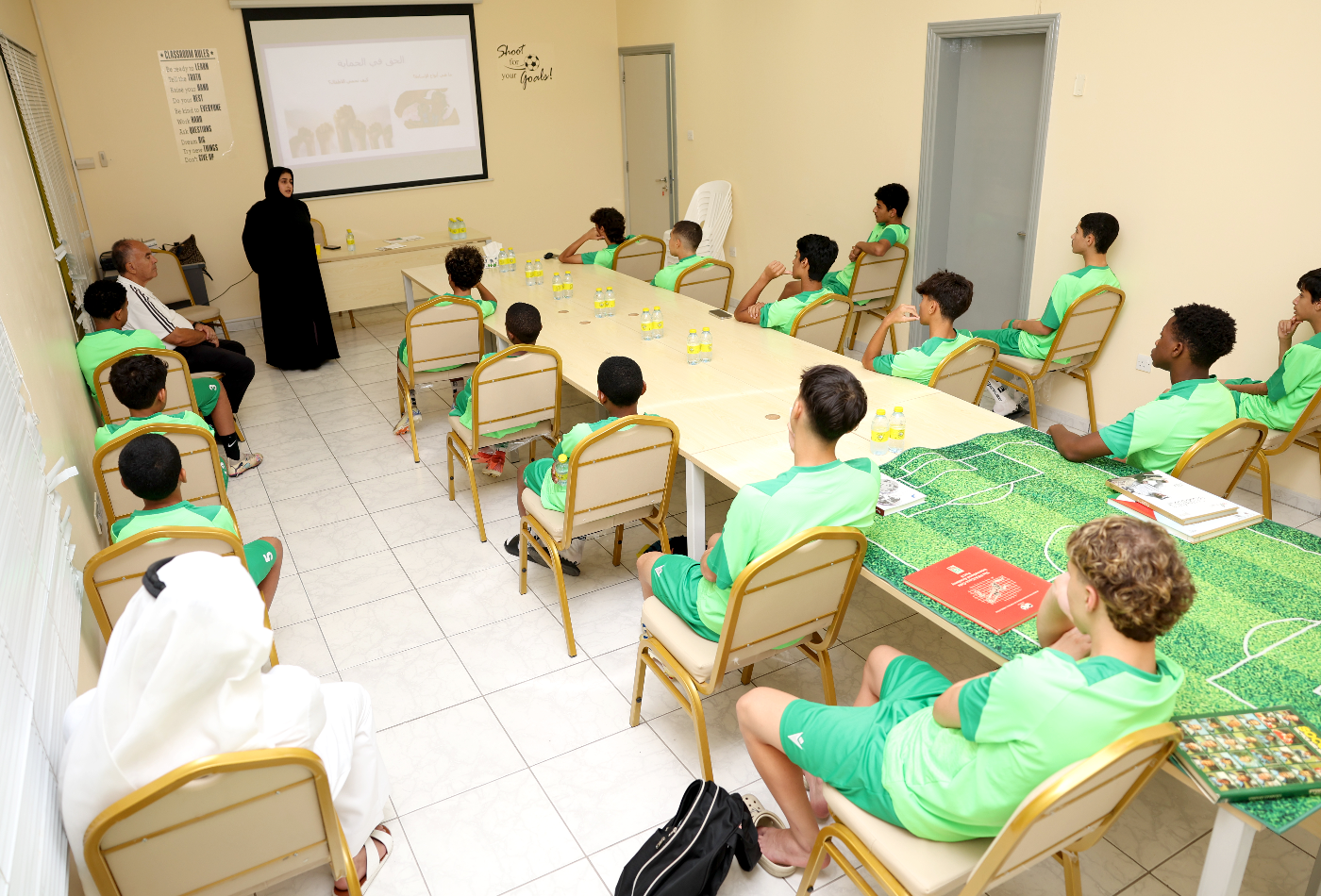 A lecture on children's rights at Al Wasl Football Academy